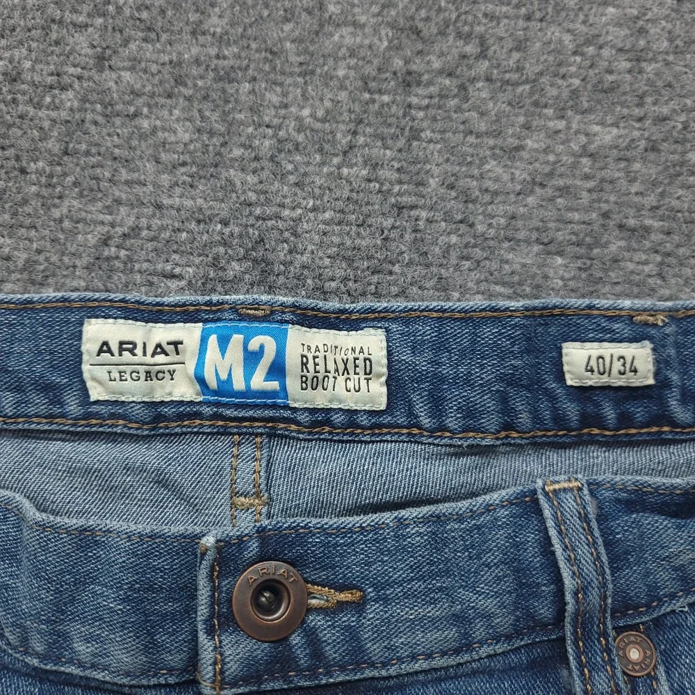 Ariat M2 Legacy Jeans Mens 40x34 Relaxed Boot Cut Medium Wash Denim Work Western